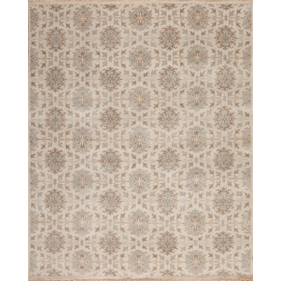 Ottoman Hand Knotted Wool Area Rug in Ivory