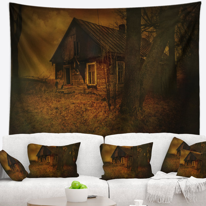 Photographie old house paysage tapisserie, H 32 po x l 39 po