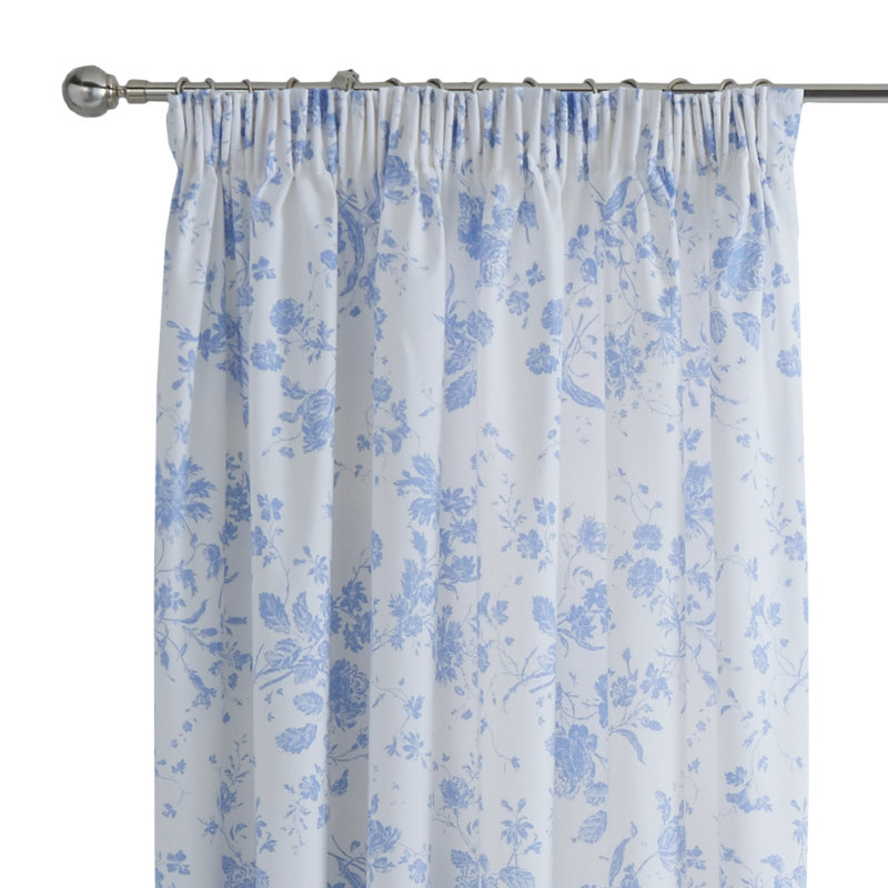 Izetta Semi Sheer Curtain Pair, 168 W x 183 D cm, Blue