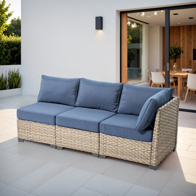 Outdoor Patio Sofa Wicker Modular Sectional Set With Cushions