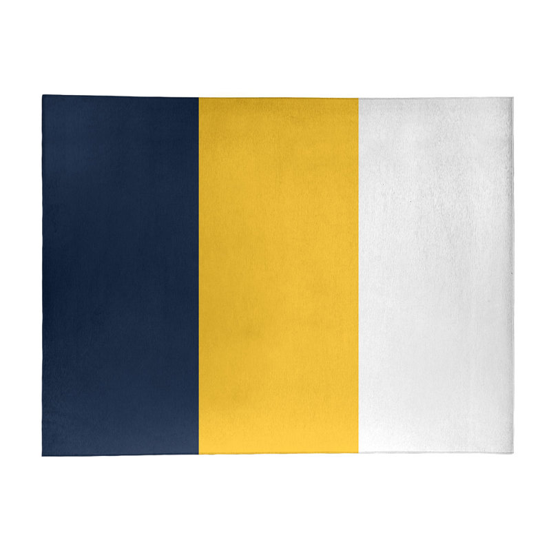 Tapis bleu/jaune à rayures minuit, Rectangle 9 pi x 12 pi