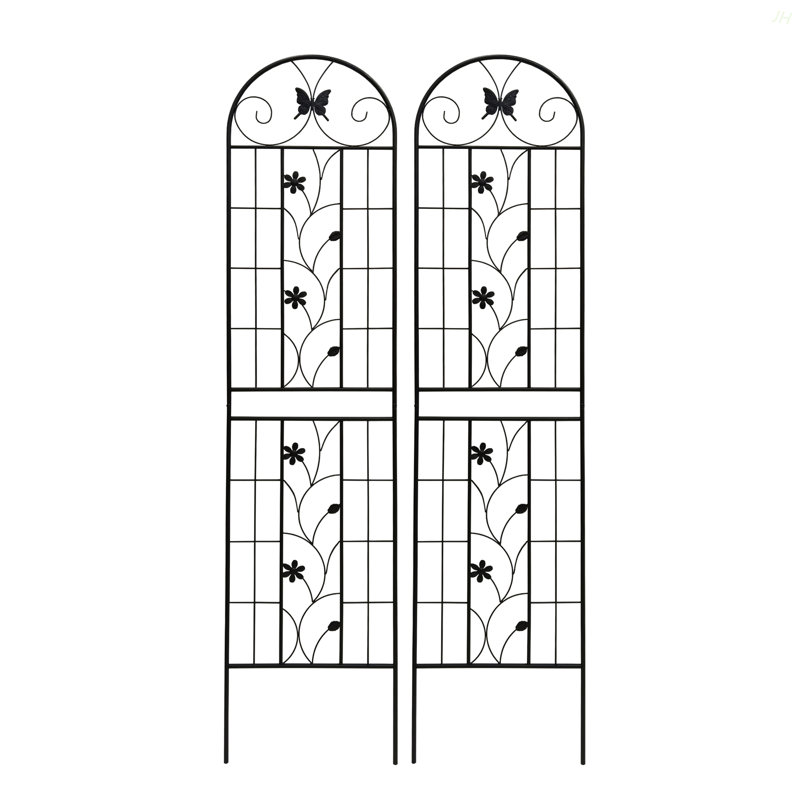 Ensemble de 2 treillis de jardin en métal 86,7 "x 19,7" antirouille pour plantes grimpantes support de fleurs extérieur noir