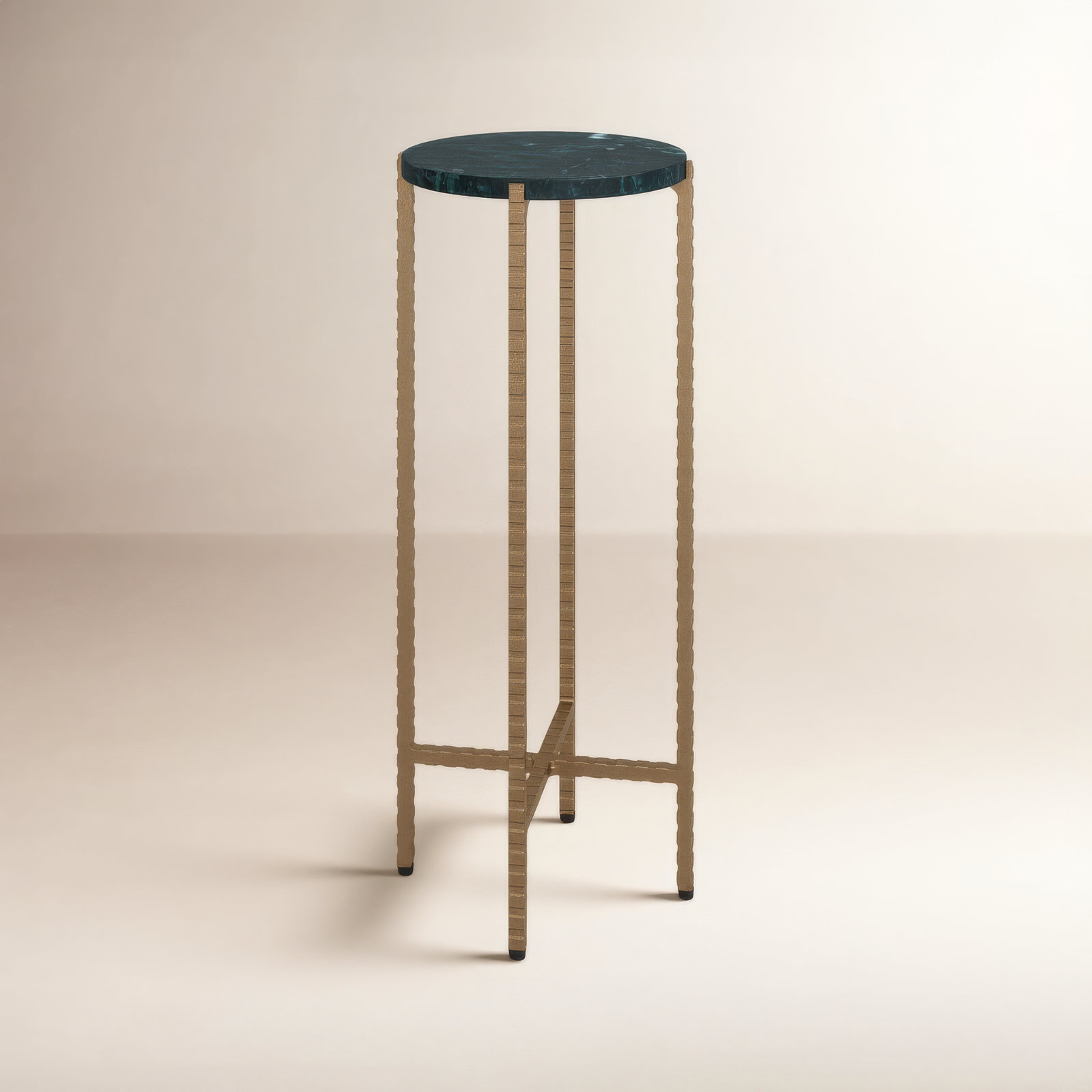 Lia 9" Genuine Marble End Table, Green Marble/Gold