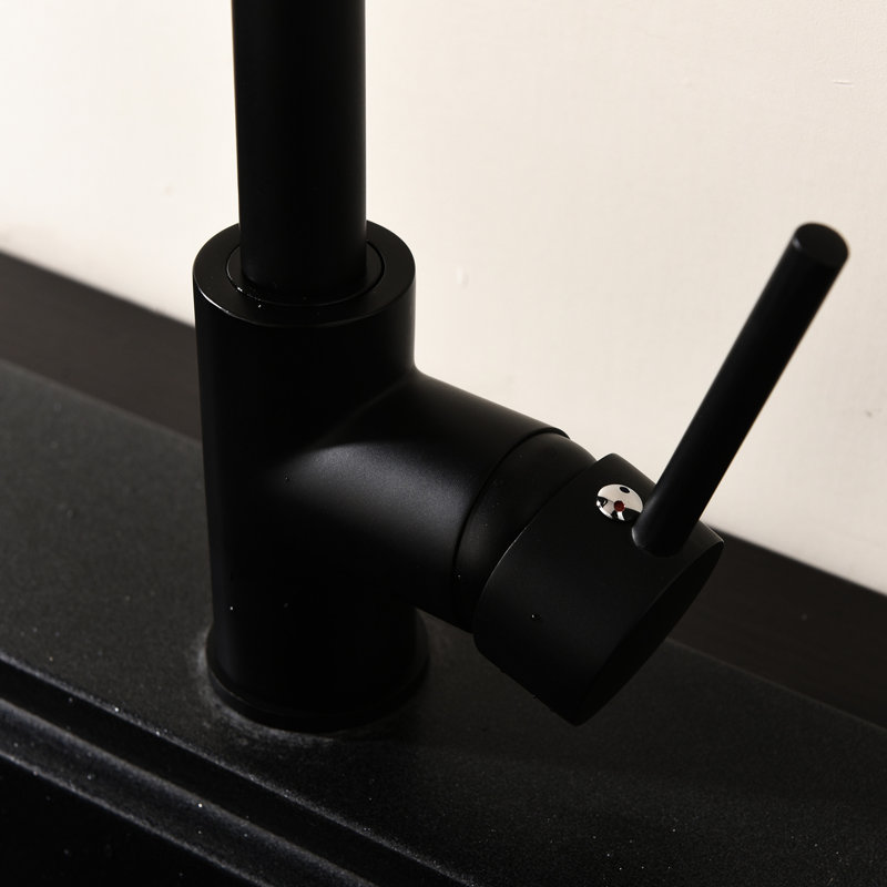 Robinet d'évier de cuisine en acier inoxydable noir mat, robinet à poignée simple avec excellente stabilité commerciale