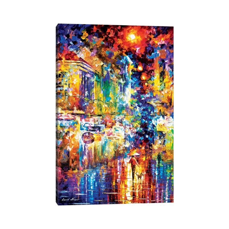 Strolling With A Dog by Leonid Afremov - Painting on Canvas, Wrapped Canvas, 66.04 cm H x 45.72 cm W x 3.175 cm D