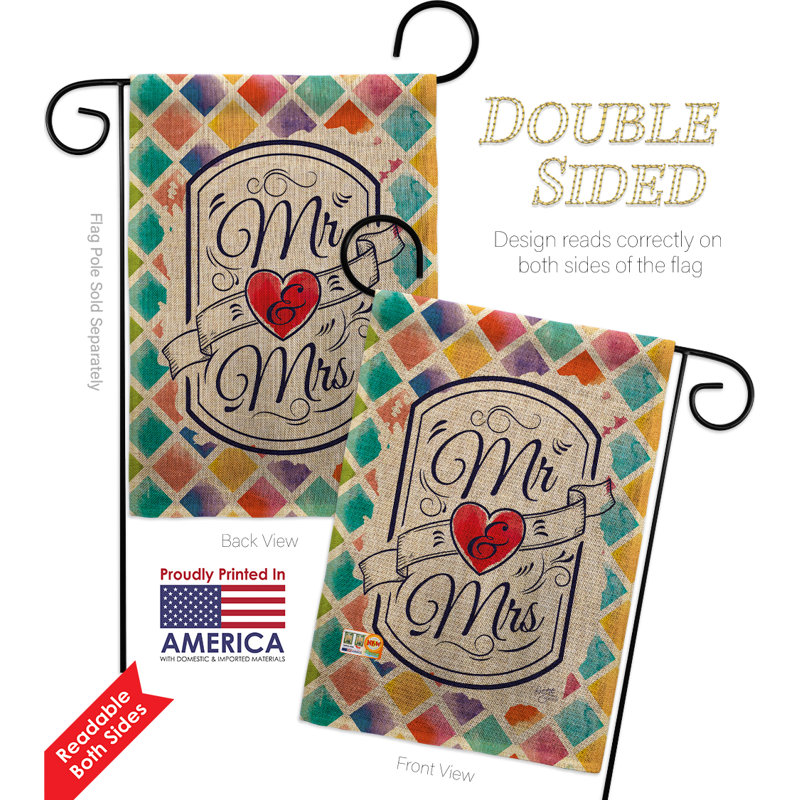 Ensemble de drapeaux en polyester 19 po x 13 po Mr et Mme