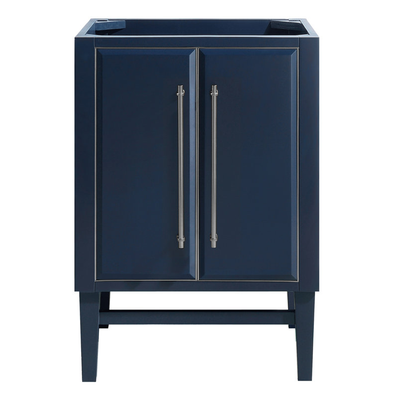 Mason 24'' W Single Bathroom Vanity Base, Navy Blue, Silver