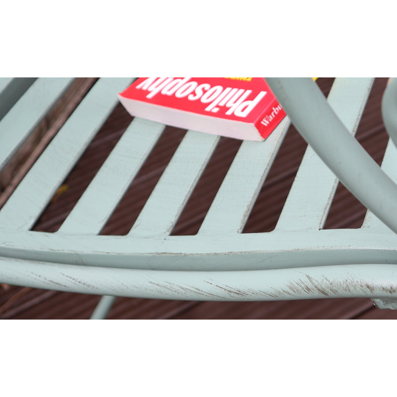 Mcglone 104 cm W Iron Park Bench, Sage Green