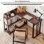 Combinaison bureau et bibliothèque en bois massif-495571295
