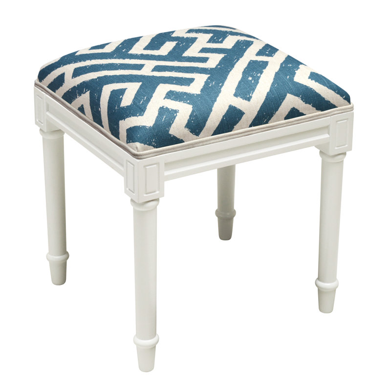 Tabouret de coiffeuse Azocar, Blanc / Marine