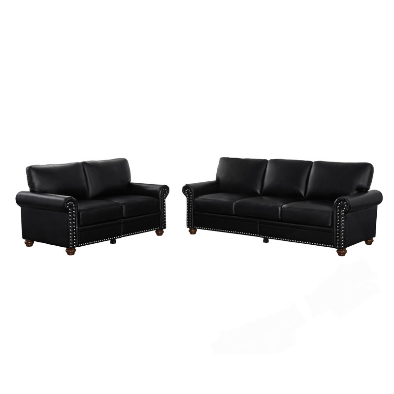 Canapé modulaire 2 + 3 avec rangement intégré et système de soutien durable, Noir