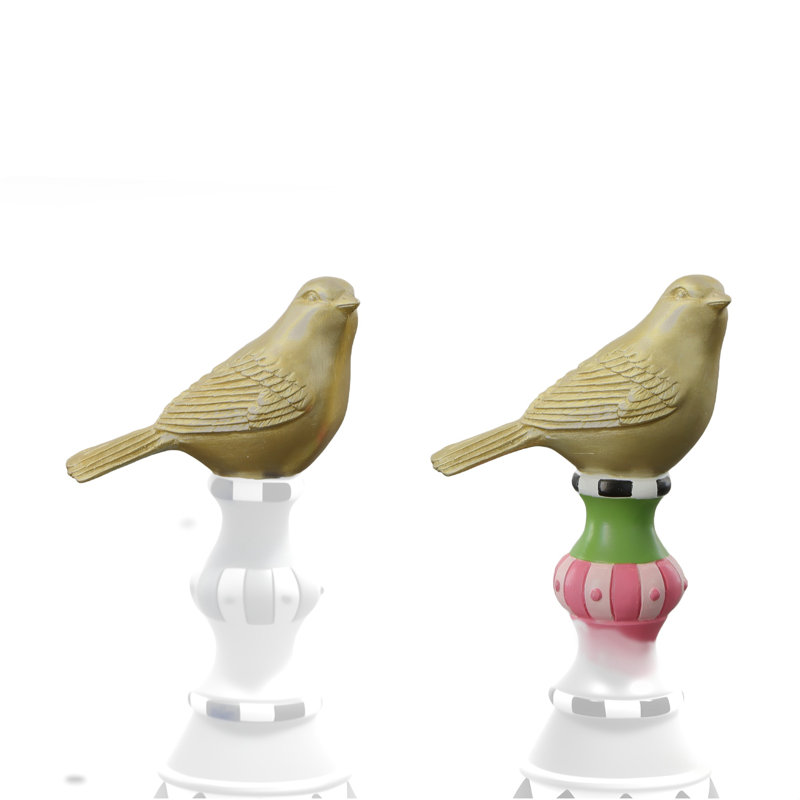 15.75in Spire Pillar With Bird Set Of 2 