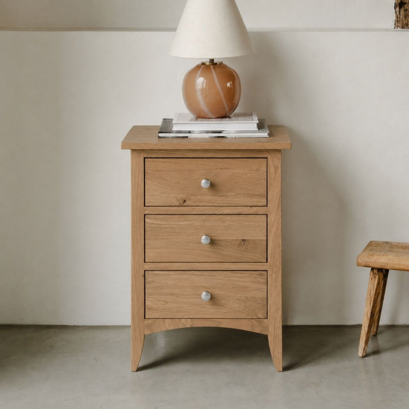 45 cm W Solid Wood Bedside Table, Natural
