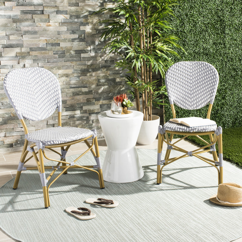 Chaise de patio empilable Oswaldo, Gris / blanc