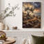 «Gnarled Olive Tree Rainy Landscape Orange Flowers», art mural sur toile-437681219