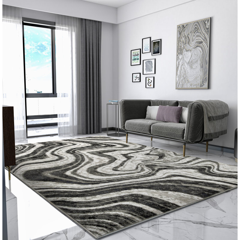 Tapis intérieur / extérieur gris Anova, Rectangle 5 pi x 8 pi