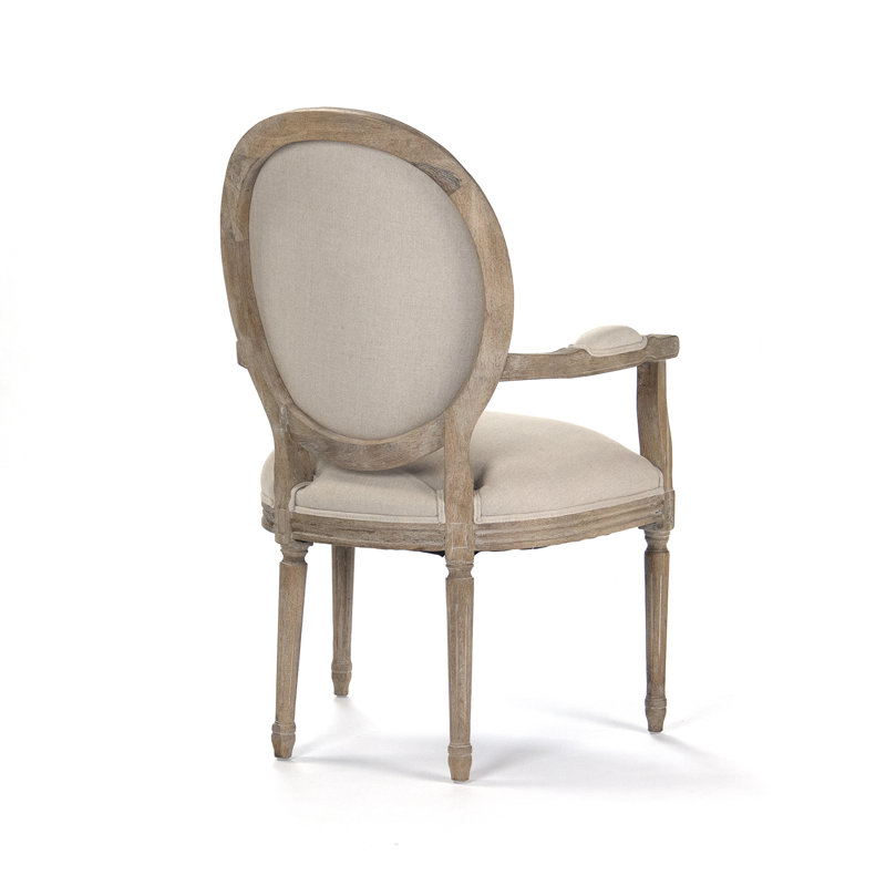 Arvidson Linen Armchair Chair with Ottoman, Natural