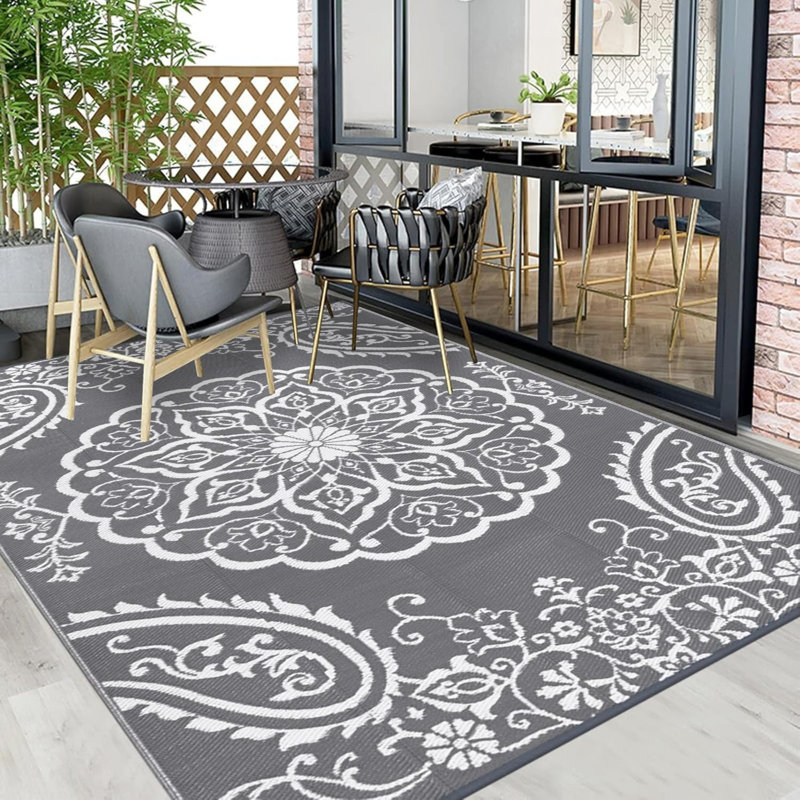 Outdoor Rug, Rectangle 6' x 9', Gray