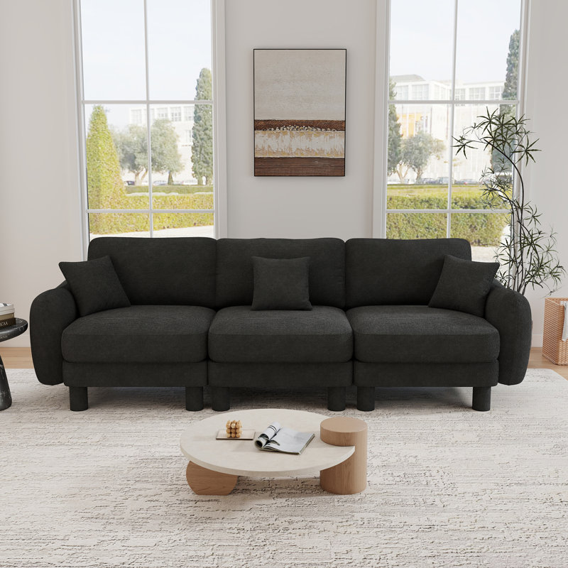 Canapé 3 places Modern Boucle, Gris foncé