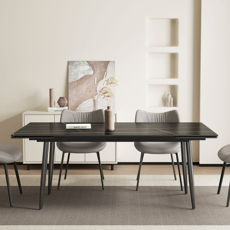Table de salle à manger extensible Sintered Stone, Noir