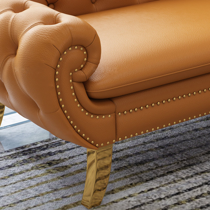 Chaise longue de loisirs en cuir de luxe, Orange
