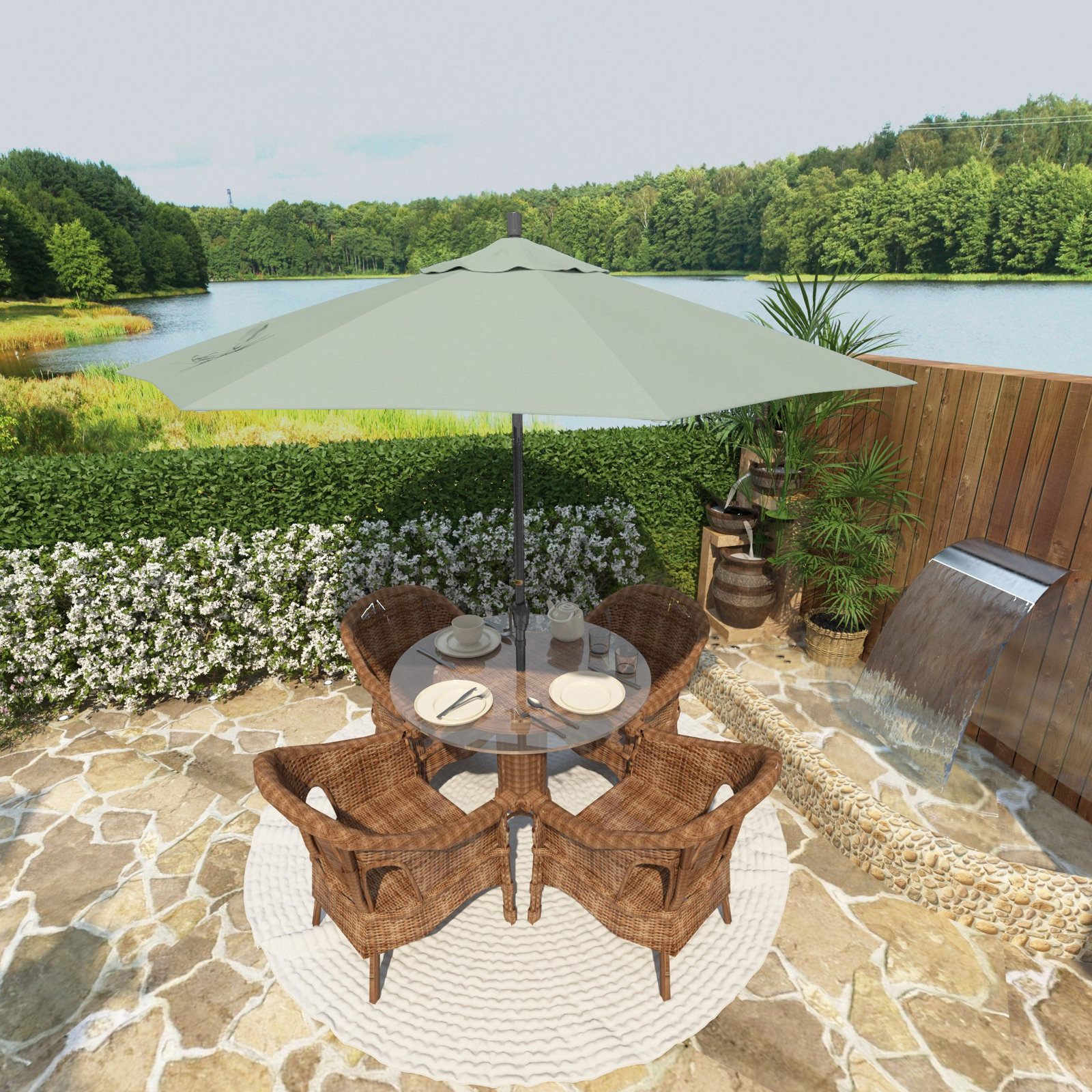 Lexia 90'' Sunbrella® Outdoor Umbrella, Spectrum Mist Sunbrella® Plainweave