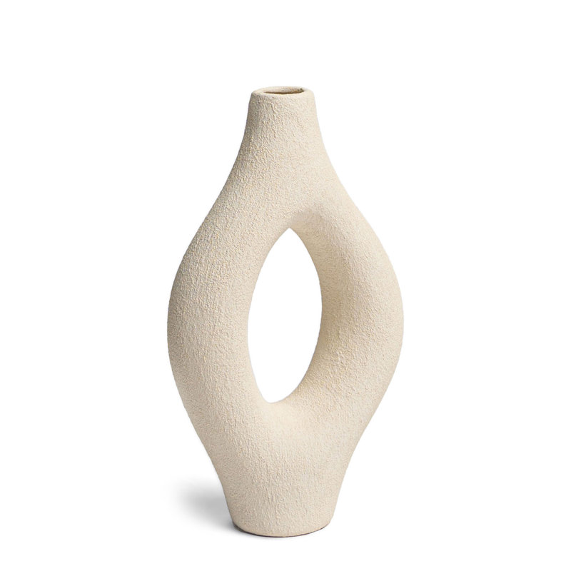 Villa Moda Emile Abstract Organic Decorative Modern Vase, 7.9" H x 2" W x 4.7" D, White