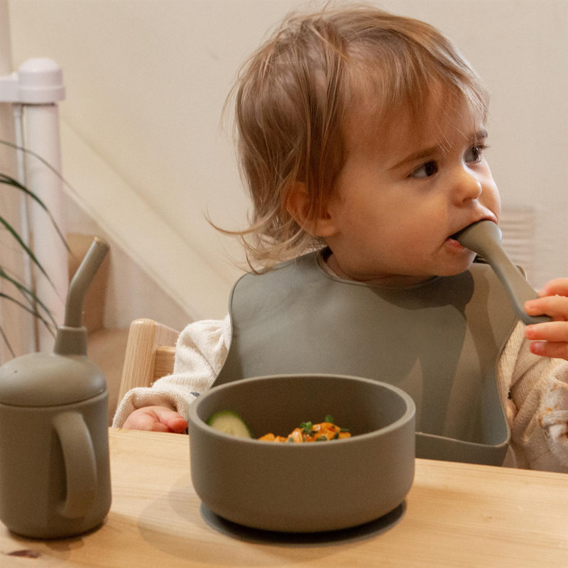 Tiny Dining - Baby Silicone Suction Bowl with Lid, Silver