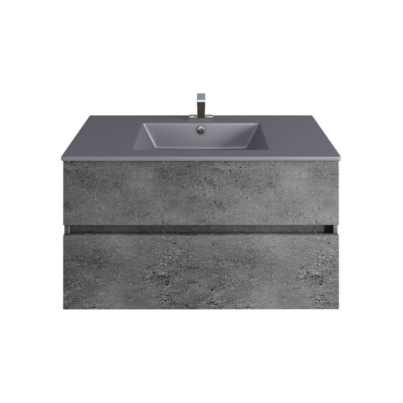 Kenija Concrete Bathroom 36" Wall Hung Single Bathroom Vanity Set, Gray