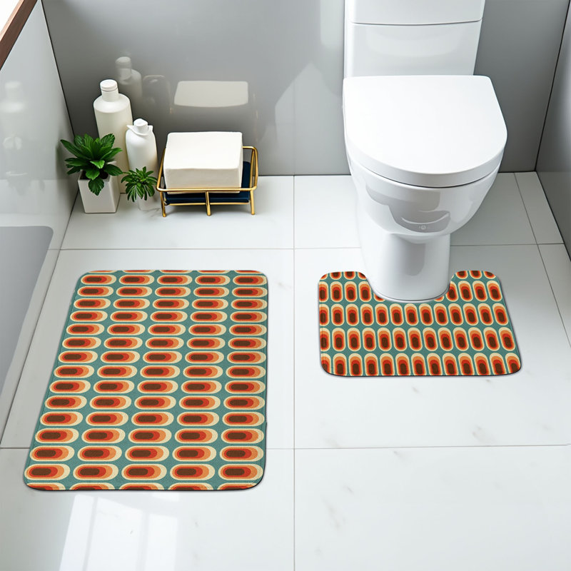  Multicolore tapis de salle de bain rétro 2 pièces