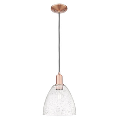 Arcadia - Bristol - 1 Light 9" Cord Hung Mini Pendant - Antique Copper Finish - Seedy Shade