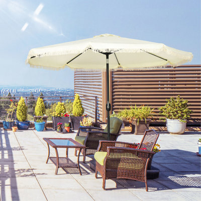 Parasol de patio de 9 pi avec bouton poussoir inclinable et manivelle Outsunny