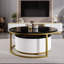 Table basse moderne noire et dorée avec emboîtement et tiroir