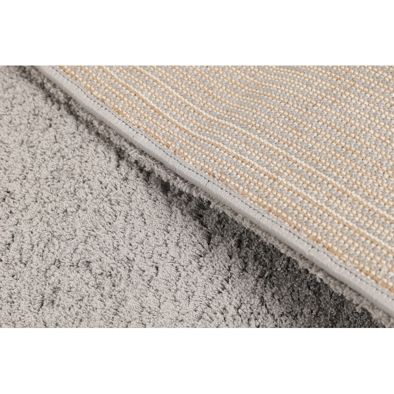 Tapis gris en polyester tissé à la machine Haegan, Rectangle 5 pi 3 po x 7 pi 7 po