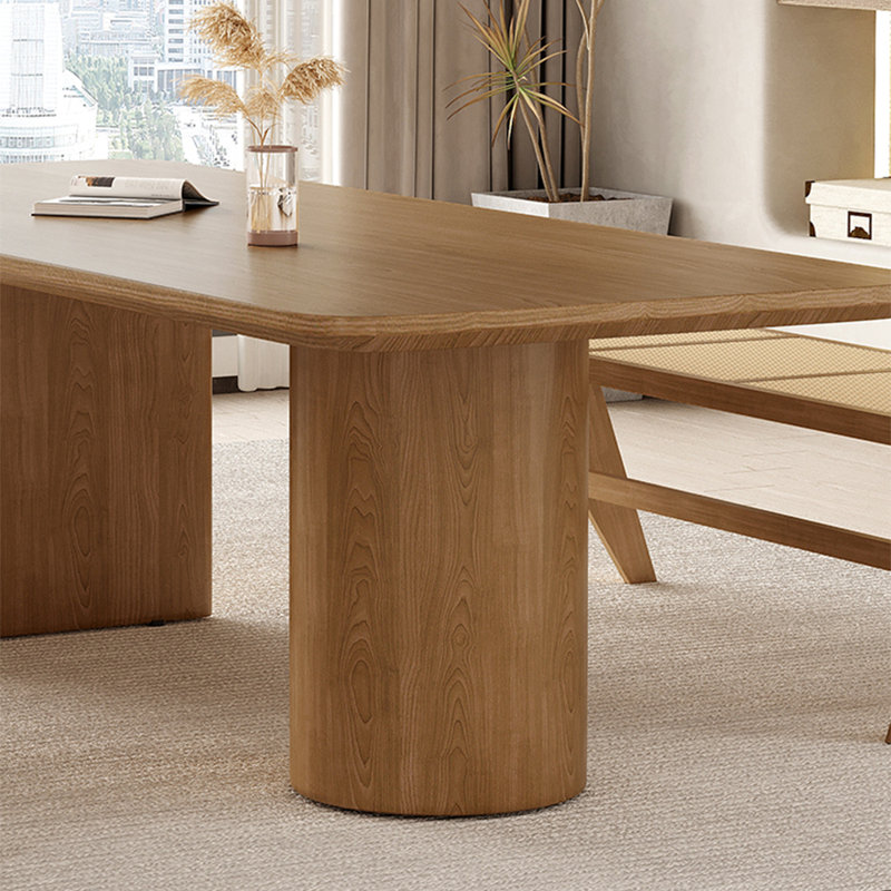 Japanese solid wood rectangular dining table set, 29.5"H x 70.8"L x 31.4"W