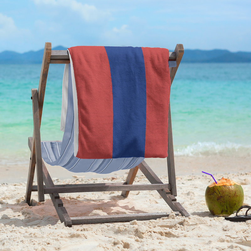 Beach Towel, Red/Blue/Red, Microfiber