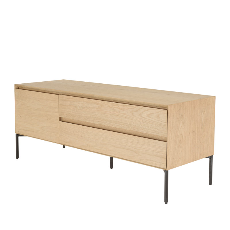 MAXENDRE Unfinished TV Stand for TVs up to 55" with Fireplace Included, Natural