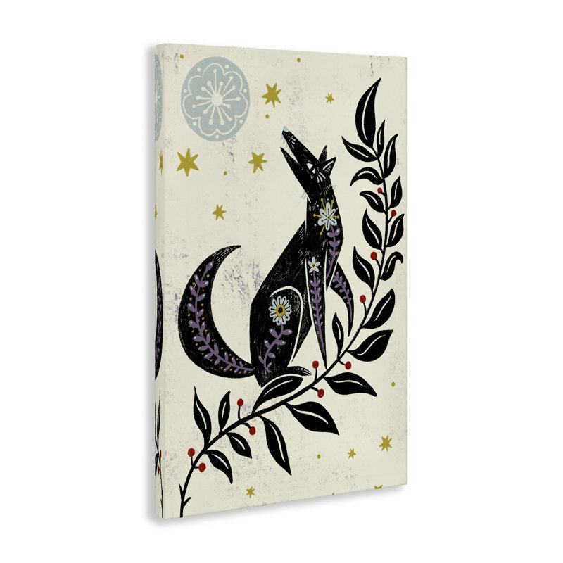 Toile Hurlant, loup d'hiver, design par Hannah Moren, H 24 po x l 16 po