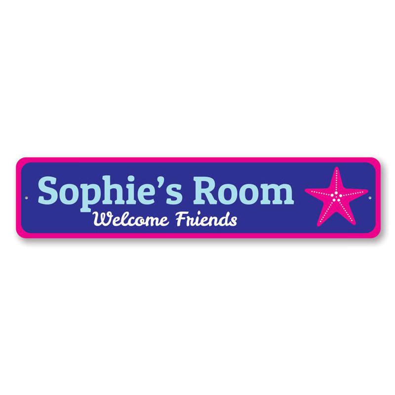 Enseigne en aluminium personnalisée Starfish Welcome Friends, H 4 po x l 18 po x P 0,04 po