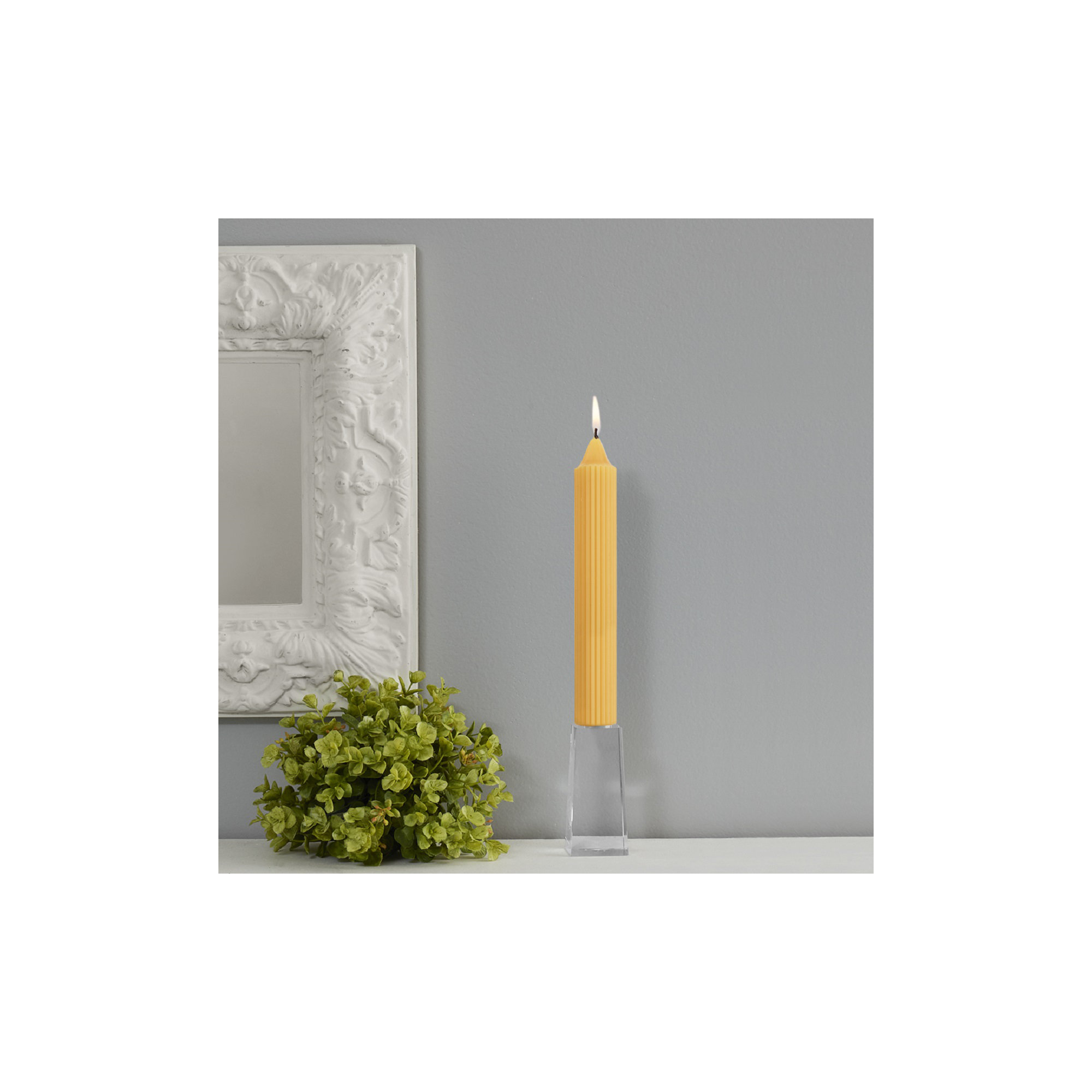 Grecian Collenette Unscented Taper Candle, 9" H x 1.25" W x 1.25" D, Butterscotch