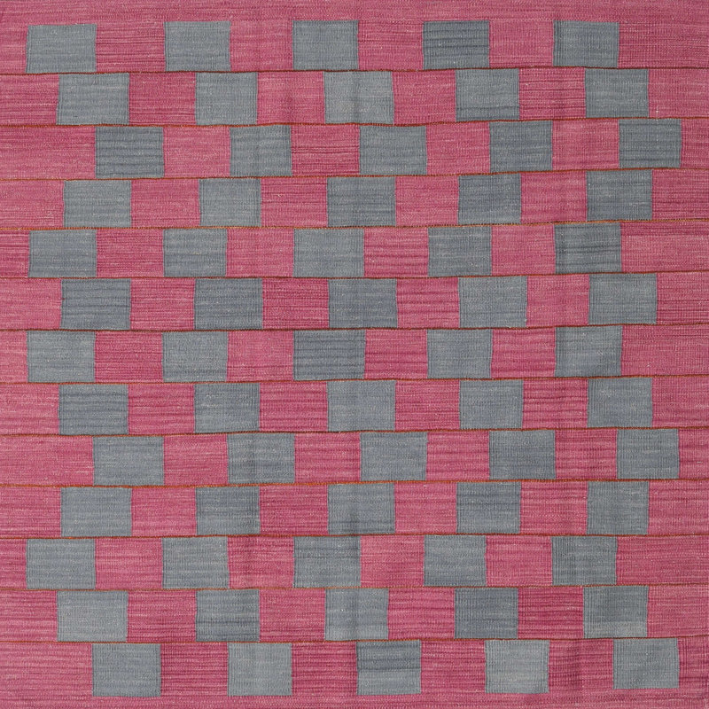 Tapis géométrique rose / vert, Carré 5 pi