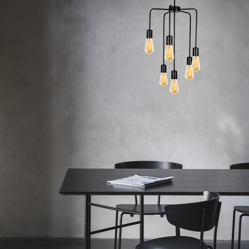 Luminaire suspendu à 6 lumières Dereham, Noir