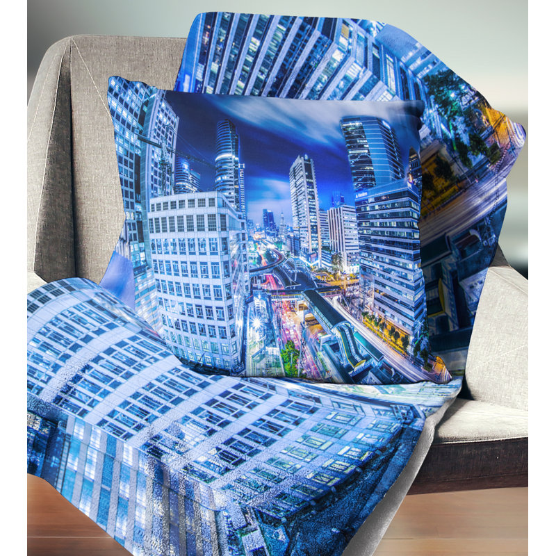 Photographie cityscape, le mode nuit, 16 po x 1 po, Coussin décoratif