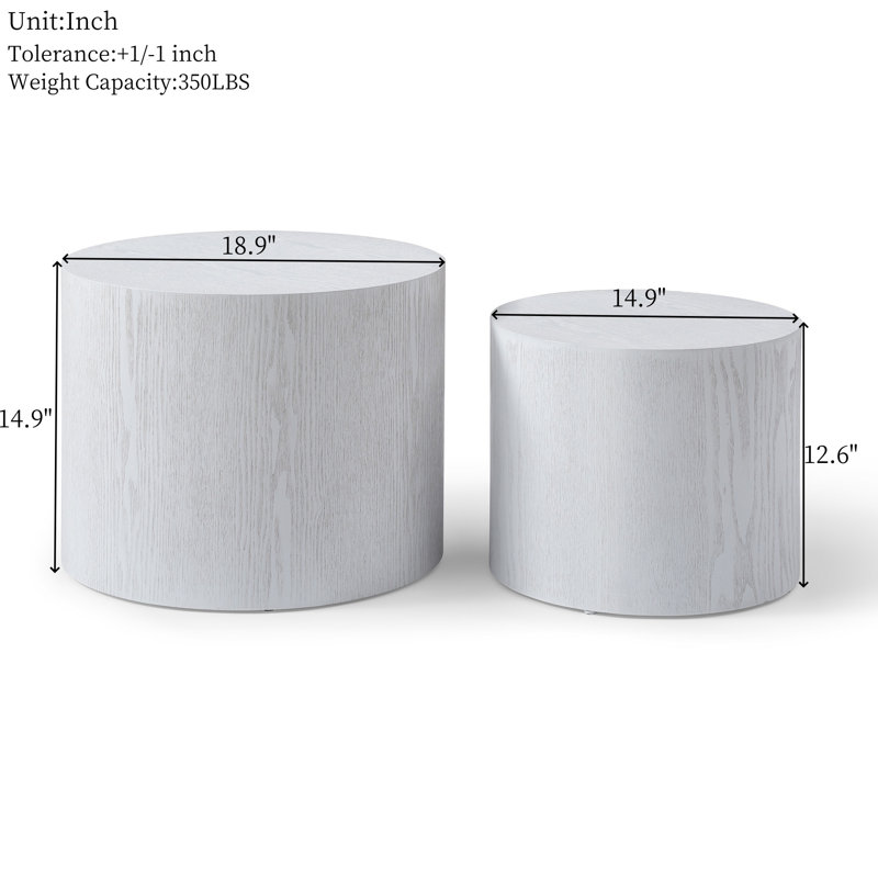 Round Coffee Table Set Of 2, White