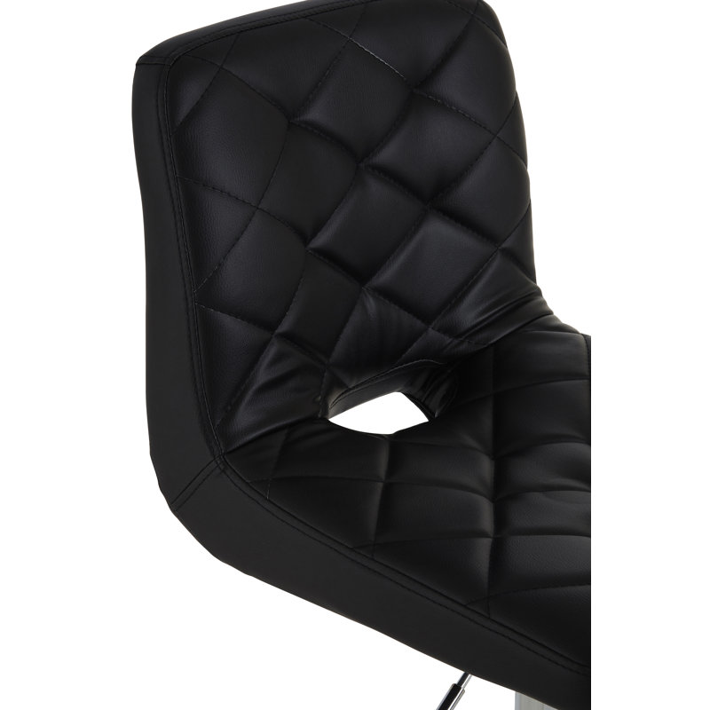 Peter Swivel Upholstered Adjustable Height Bar Stool, Black