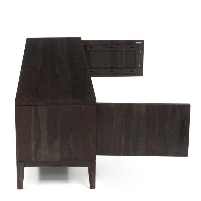 Geena Solid Sheesham Wood TV Stand, Gray