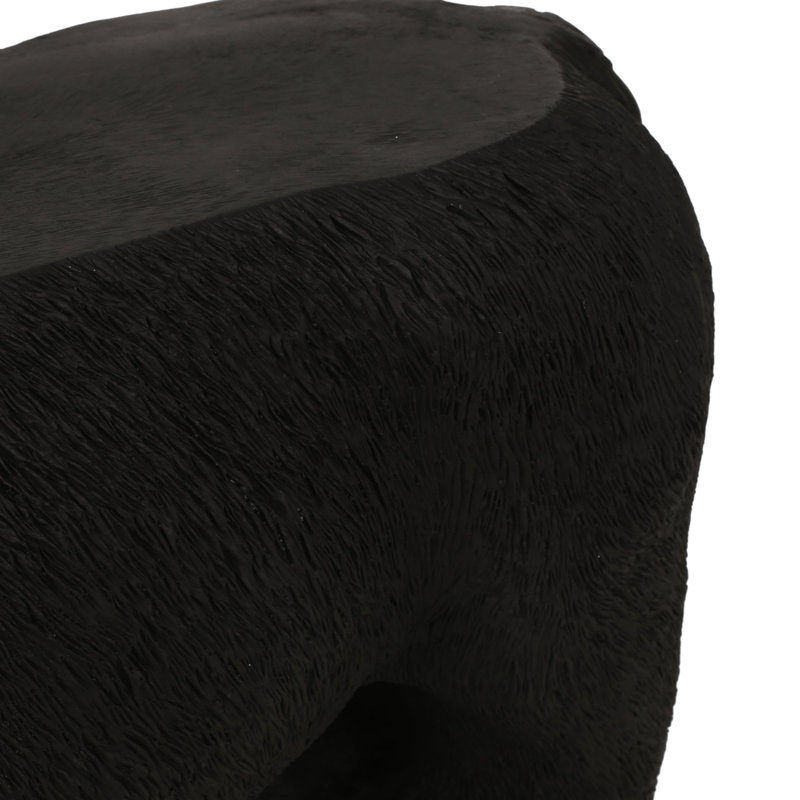 Banc d'extérieur en béton noir mat avec motif d'ours - sans assemblage