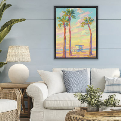 Cadre flottant Beachside Palms Abstraction, design par Amelia Noyes
