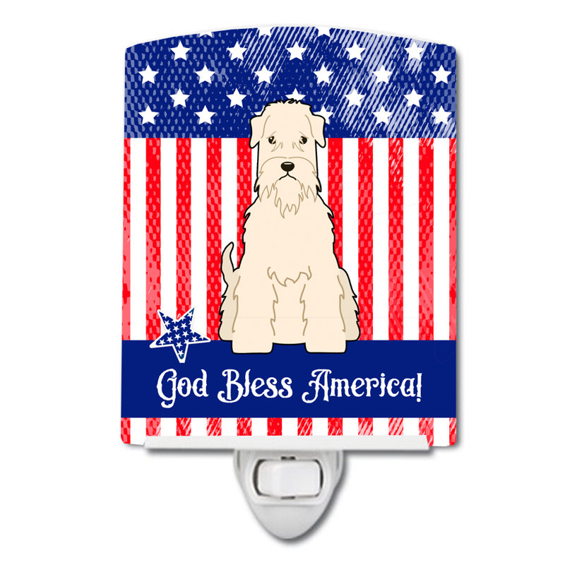 Éclairage de nuit en céramique patriotique usa carlin, Terrier irlandais à poil doux