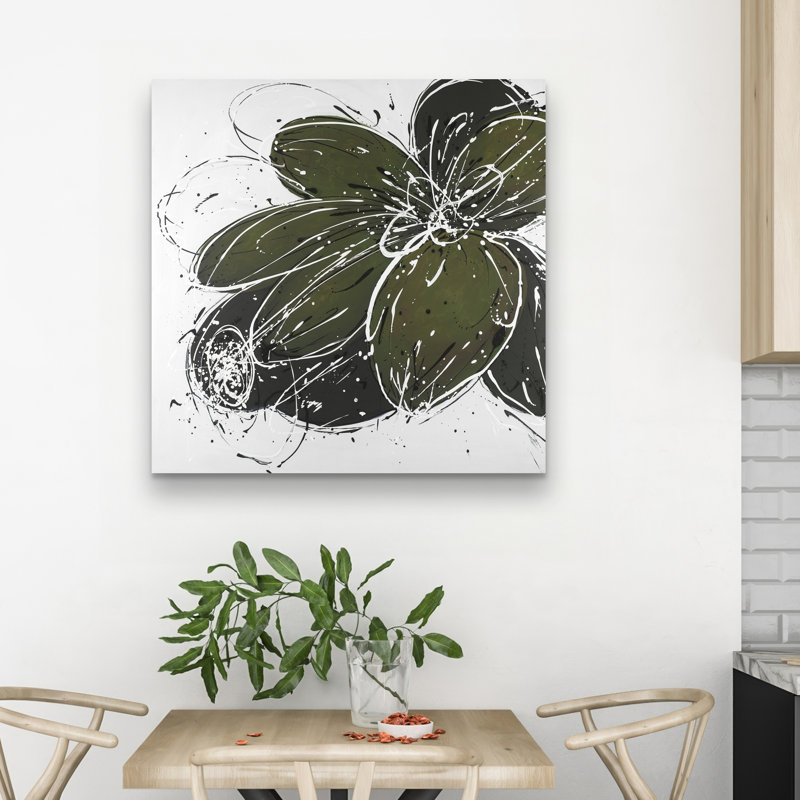 flower with splash outline - 32"x32" art on canvas